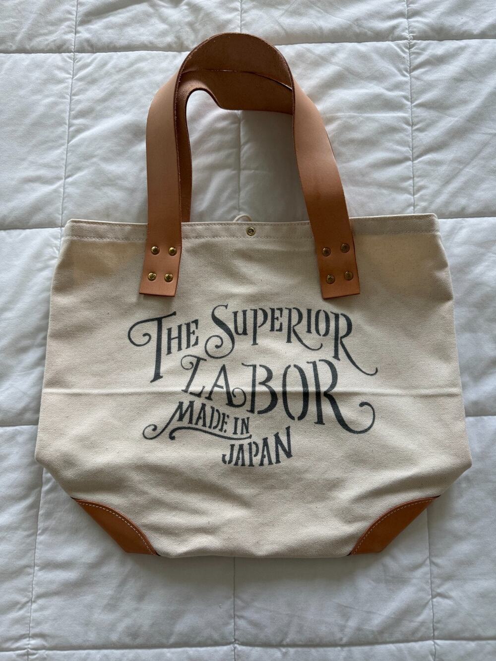 The Superior Labor Canvas Leather Tote Bag Made in Japan Natural NWT Handmade